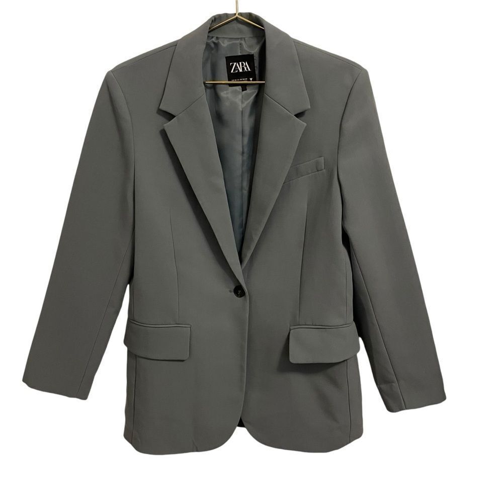 Zara Slate Grey Single Button Blazer Size XS